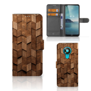 Book Style Case voor Nokia 3.4 Wooden Cubes