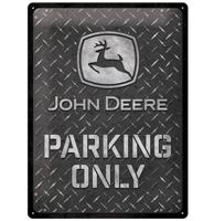 John Deere Parking Only Diamond Plate Black Metalen Bord - 30 x 40 cm