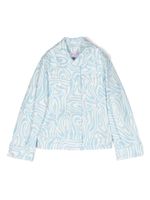 PUCCI Junior veste en jean à imprimé Marmo - Bleu