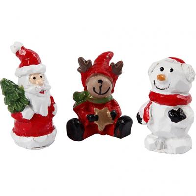 Creotime miniatuur kerstfiguren 3 stuks 3,5 cm multicolor Creotime miniatuur kerstfiguren 3 stuks 3,5 cm multicolor