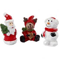 Creotime miniatuur kerstfiguren 3 stuks 3,5 cm multicolor