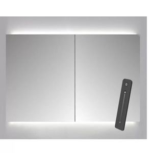 Spiegelkast Sanicare Qlassics Ambiance 100x60 cm Met Dubbelzijdige Spiegeldeuren, LED Verlichting En Afstandsbediening Schots Eiken Sanicare