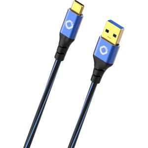 Oehlbach USB Plus C3 USB 3.2 Gen 1 (USB 3.0) [1x USB 3.2 Gen 1 stekker A (USB 3.0) - 1x USB-C stekker] 3.00 m Blauw Vergulde steekcontacten