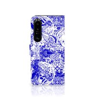 Telefoonhoesje met Naam Sony Xperia 1 IV Angel Skull Blauw