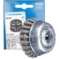 PFERD Pannenborstel, ø 80 mm, gevlochten, 0,50 mm staaldraad, X-Lock opname, 43306036 – voor snelle en comfortabele gereedschapswissel