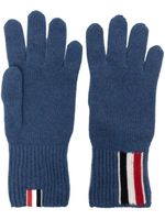 Thom Browne gants en maille intarsia à rayures RWB - Bleu - thumbnail