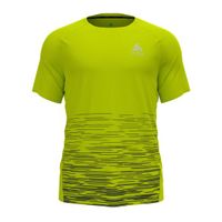 Odlo Essential Print hardloopshirt korte mouw geel heren S