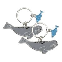 4x stuks metalen zeehond dieren sleutelhanger 5 cm