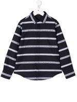 Balmain Kids chemise rayée à logo imprimé - Bleu