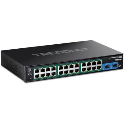 TRENDnet 26-Port Hardened Industrial Gigabit PoE+ Rackmount Switch, TI-RP262