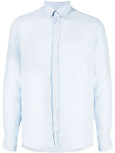 Hackett logo-embroidered ramie shirt - Bleu