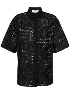 MSGM chemise en broderie anglaise à manches courtes - Noir