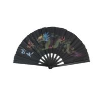 Handwaaier/Tai Chi waaier draak zwart polyester Handwaaier/Tai Chi waaier draak zwart polyester