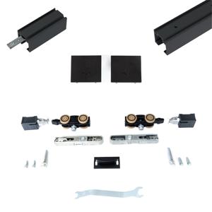 Xperta set 6m rail - Zwart - Plafond opbouw - Enkele deur - inbouw auto fix - Set Eindkappen