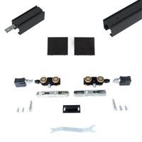 Xperta set 2m rail - Zwart - Plafond opbouw - Enkele deur - inbouw auto fix - Set Eindkappen