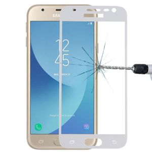 Voor Galaxy J3 (2017) (EU versie) 0 26 mm 9H oppervlaktehardheid 2.5D gebogen zeefdruk volledige scherm gehard glas Screen Protector (wit)