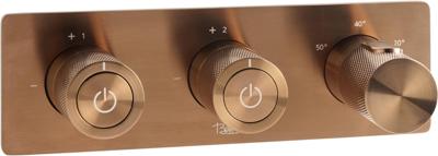 Ben Engraved Cross thermostaat afbouwdeel met omstelrichting geborsteld koper pvd