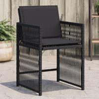 Tuinstoelen 4 st met kussens poly rattan zwart - thumbnail