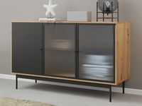 Dressoir BRUHL 3 deuren artisan eik/zwart