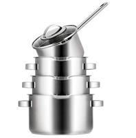 Sola Pearl Pannenset Inductie - 4 Delig - Ø 16,16,18,20 cm - RVS Pannen met afgiet - Kookpannen Set - Zilver