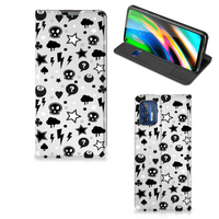 Mobiel BookCase Motorola Moto G9 Plus Silver Punk