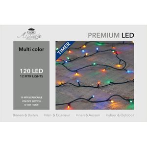 1x Kerstverlichting 120 gekleurde leds met dimmer en timer buiten