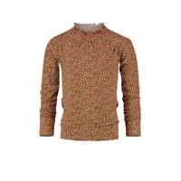 Vingino top Jildou met all over print en ruches karamel bruin