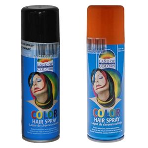 Set van 2x kleuren haarverf/haarspray van 111 ml - Zwart en Oranje