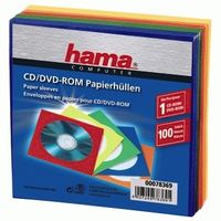 Hama 00078369 CD-hoes 1 CD/DVD/Blu-Ray Rood, Groen, Blauw, Oranje, Geel Papier 100 stuk(s) - thumbnail