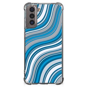 Samsung Galaxy S21 Doorzichtige Silicone Hoesje Waves Blue