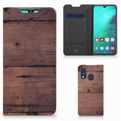 Samsung Galaxy A40 Book Wallet Case Old Wood Samsung Galaxy A40 Book Wallet Case Old Wood