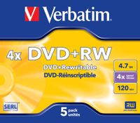 Verbatim DVD rewritable, doos van 5 stuks, individueel verpakt (Jewel Case)