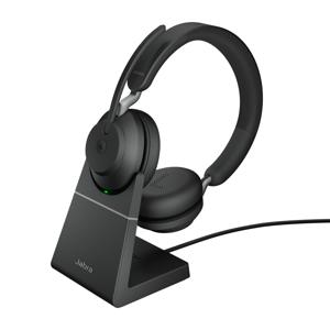 Jabra Evolve2 65 MS On Ear headset Telefoon Bluetooth Stereo Zwart Volumeregeling, Indicator voor batterijstatus, Microfoon uitschakelbaar (mute)