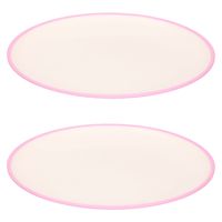 8x stuks onbreekbare kunststof/melamine roze ontbijt bordjes 23 cm voor outdoor/camping - thumbnail