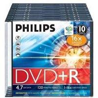 Philips DR4S6S10F/00 DVD+R Blanco 16x 4,7GB 10 stuks Slim Case