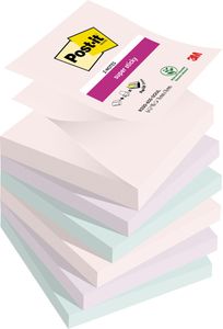 Post-it Super Sticky Z-notes Soulful, 90 vel, ft 76 x 76 mm, geassorteerde kleuren, pak van 6 blokken