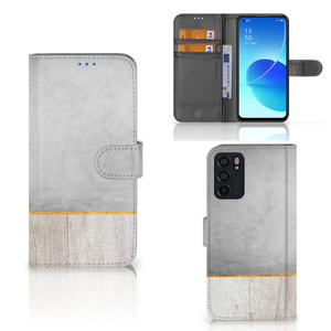 OPPO Reno6 5G Book Style Case Wood Concrete