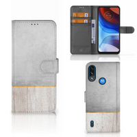 Motorola Moto E7i Power | E7 Power Book Style Case Wood Concrete