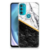 Motorola Moto G71 5G TPU Siliconen Hoesje Marmer Wit Zwart - Origineel Cadeau Man