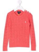 Ralph Lauren Kids pull Polo Pony en maille torsadée - Rose - thumbnail