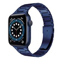 By Qubix - Stalen schakelband - Donkerblauw - Compatible met Apple watch 38mm / 40mm / 41mm / 42mm - Compatible Apple watch bandjes