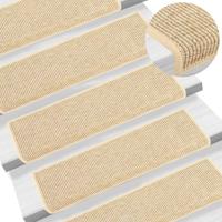 VidaXL Trapmatten 15 st 65x21x4 cm lichtbeige met rechthoekige rand