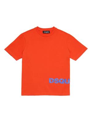 Dsquared2 Kids Katoenen T-shirt met logoprint - Oranje