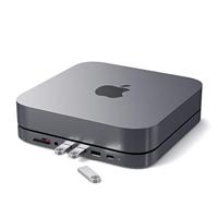 SATECHI USB-C Hub - Type-C Aluminium Standaard & Hub - USB-C Datapoort, Micro/SD Kaartlezers, USB 3.0 & Koptelefoon Aansluiting - Voor M2/M1 Mac Mini, Mac Studio, 2020 & 2018 Mac Mini (Spacegrijs)