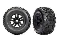 Traxxas - Tires and wheels, assembled, glued (3.8' black wheels, Sledgehammer tires, foam inserts) (2) (TRX-9672)