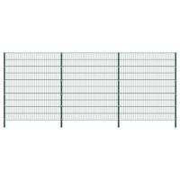 vidaXL Schuttingpaneel met palen 5,1x2 m ijzer groen