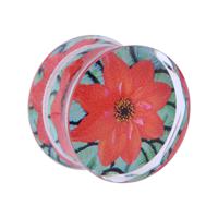 Double Flared Plug met bloemendesign Acryl Tunnels & Plugs - thumbnail