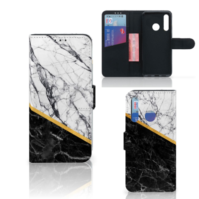 Huawei P Smart Plus (2019) Bookcase Marmer Wit Zwart - Origineel Cadeau Man