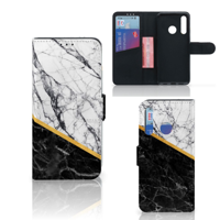 Huawei P Smart Plus (2019) Bookcase Marmer Wit Zwart - Origineel Cadeau Man