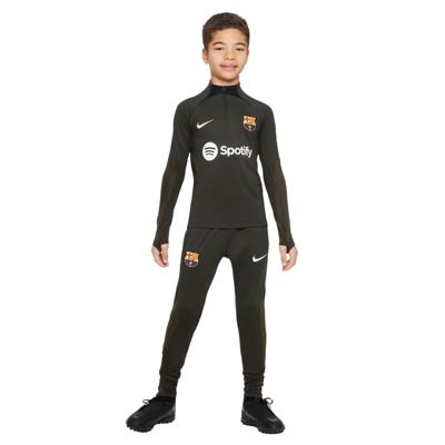 Nike FC Barcelona Strike Trainingspak 1/4-Zip 2023-2024 Kids Donkergroen Zwart Wit Nike FC Barcelona Strike Trainingspak 1/4-Zip 2023-2024 Kids Donkergroen Zwart Wit